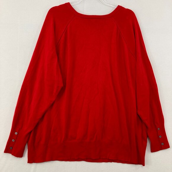 Lane Bryant size 26/28 Red Soft Comfy Lightweight Knit Button Cardigan Holiday - Picture 6 of 8